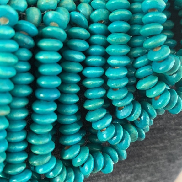 Turquoise wooden bead tribal necklace - Picture 4 of 5